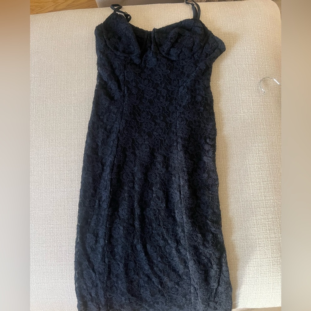 LoveshackFancy Black Lace Lined Maxi Dress
